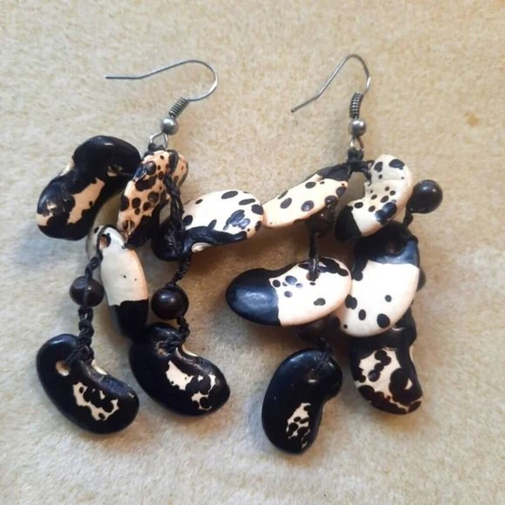 Unique Kidney Bean Earrings - Hand Painted
